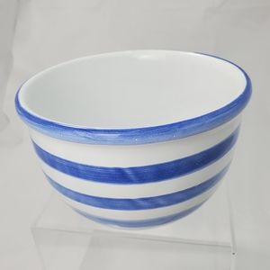 Pier 1 Imports White Blue Stripes Stoneware Bowl